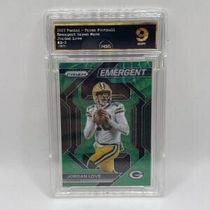 2023 Panini Prizm Jordan Love Green Wave Emergent Prizm #H-3 Graded 9 Mint NFL